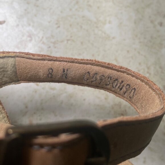 SAS Womens Tan Leather Sandals Adjustable Straps Black Sole Size 8N - Picture 6 of 7